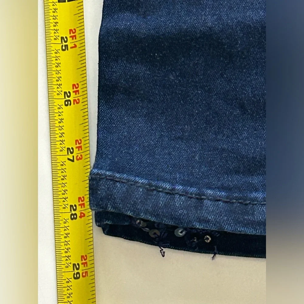 New Venus Lace Sequins Detailing Blue Jeans Size 4 - Picture 8 of 9